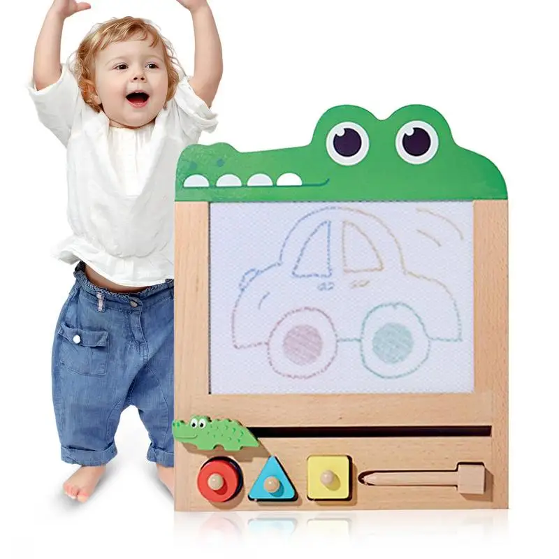 

Magnetic Drawing Board Toy Wooden Erasable Doodle Graffiti Boards Color Sketch Pad Hand-Painted Graffiti Board Early Educational