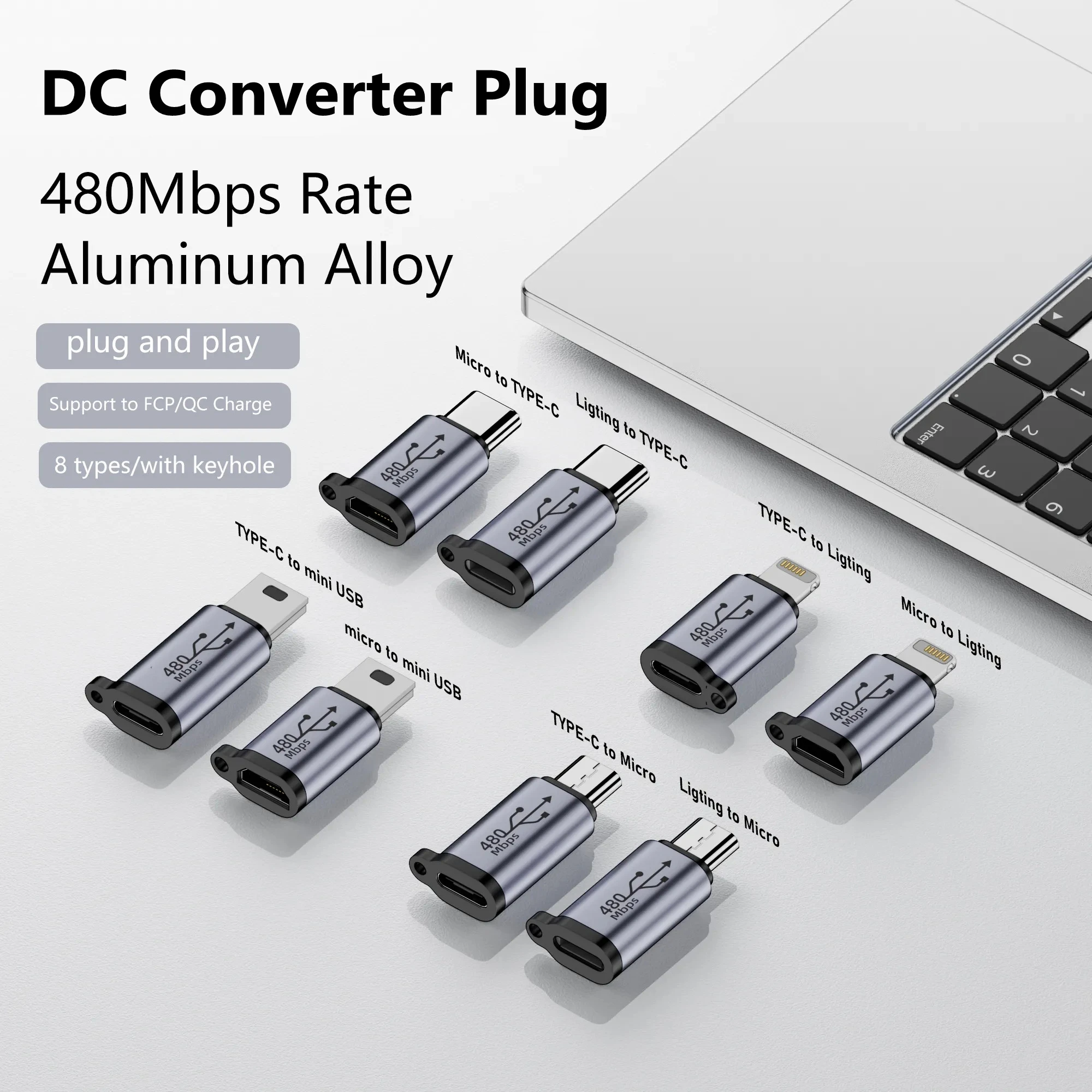 

Адаптер USB C/Mini/Micro USB/Lighting, переходник «Мама» в «папа» V8 для Xiaomi, Samsung, Huawei, зарядное устройство для планшетов, синхронизация данных