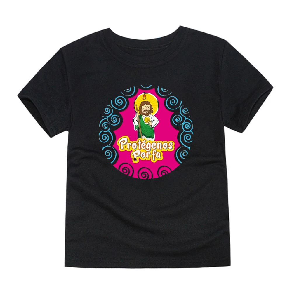 

Футболки мексиканские с изображением св. Джуда для мальчиков и девочек 4-14 всесезонные удобные детские футболки с круглым вырезом и коротки...