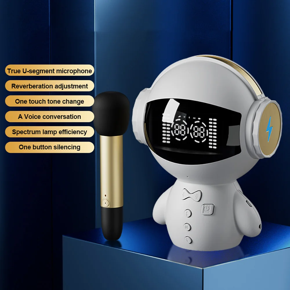 

M100 Robot K Song Smart Bluetooth Karaoke Speaker AI Voice Intercom Microphone TF Card To Play AUX External Audio Input 1800mAh