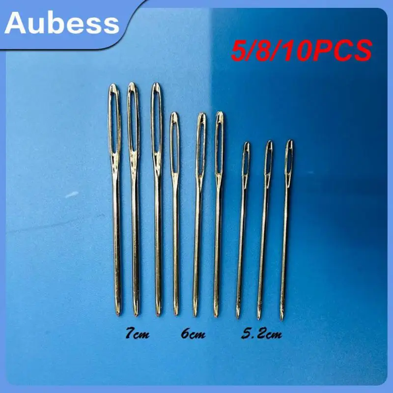 

5/8/10PCS Silver Thread Needle Sewing Steel Knitting Needle Large Eye With Bottle Blunt Sewing Needles Home Accessories Tools