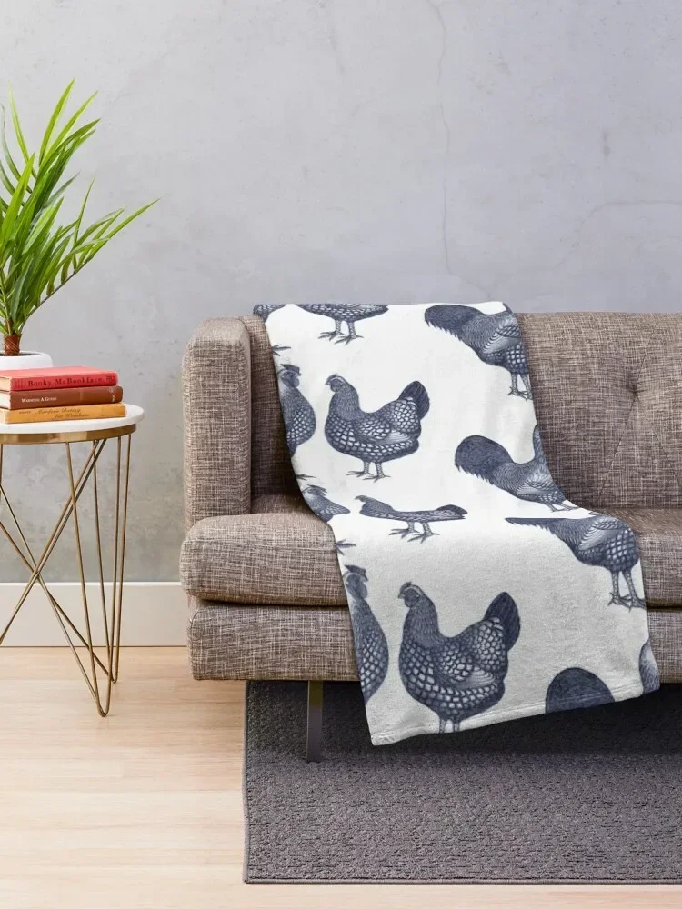 Синяя куриная и петушиная цыплята Wyandotte декоративное одеяло фланелевая ткань