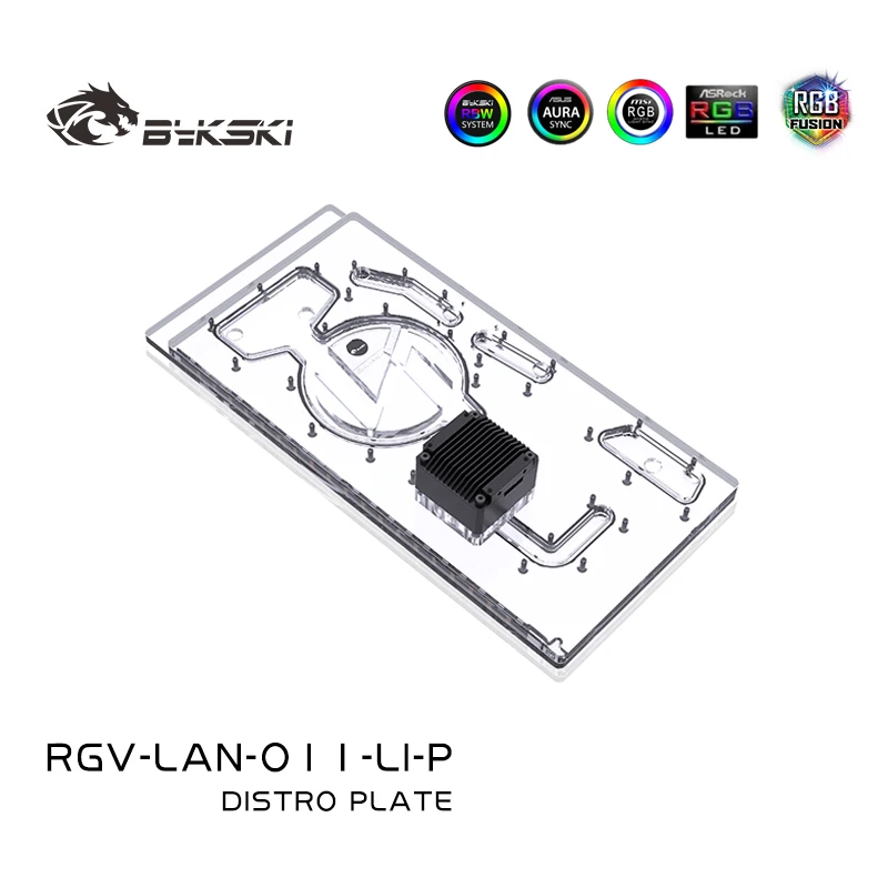 Bykski RGV-LAN-O11-LI-P Distro Plate For LIAN LI O11 Dynamic Water Way Broad Case Front Acrylic Reservoir Pump 12V/5V RGB SYNC