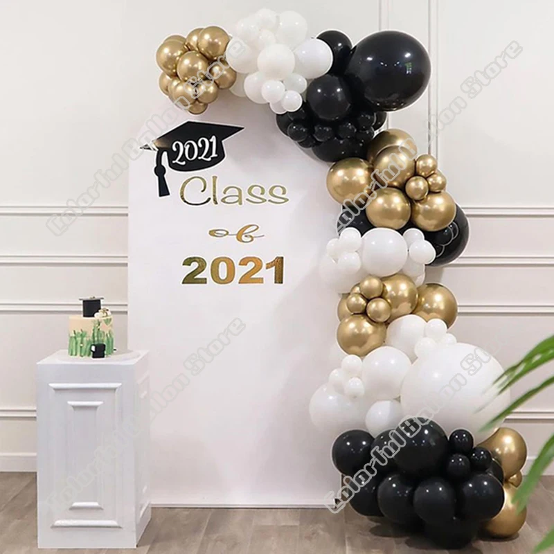 

Gold Wedding Birthday Party Background Shower Anniversary Holiday Dinner Black Balloon Arch Graduation Garland Decoration98pcs