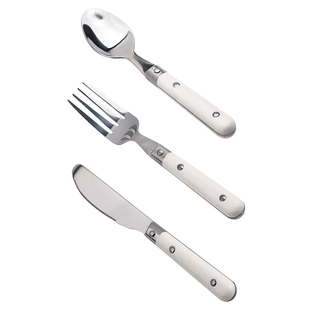 

3 Pcs Children's Fork Spoon Baby Suits Stainless Steel Tableware Simple Kids Home Cutlery