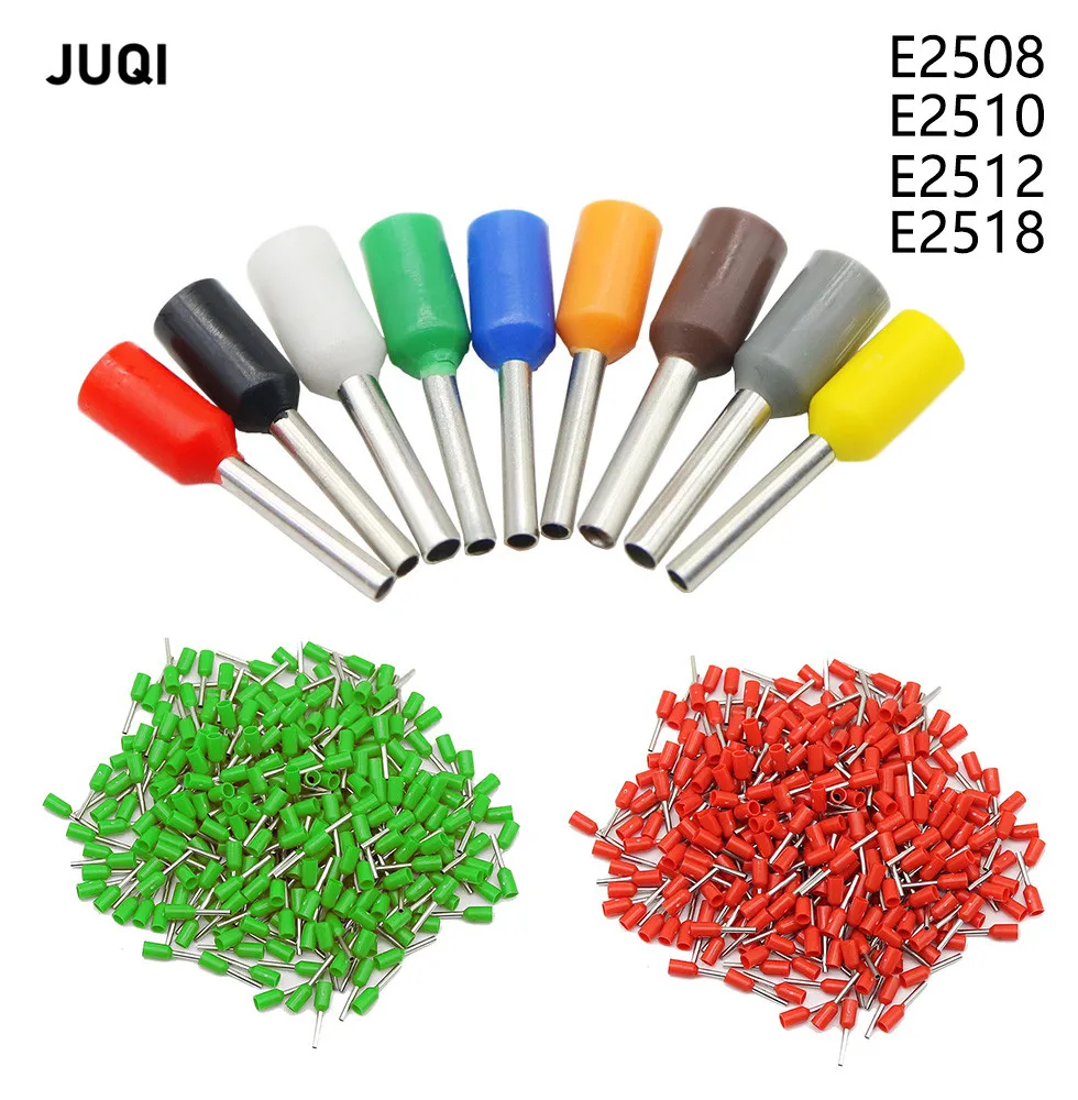 

100pcs/Pack E2508 E2510 E2512 E2518 Insulated Ferrules Terminal Block Cord End Wire Connector Electrical Crimp Terminator 2.5mm²