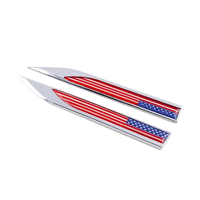 

DWCX 2Pcs 3D Blade Metal Alloy American USA Flag Both Side Fender Emblem Badge Logo Sticker Decal Fit for Car Truck Auto Truck