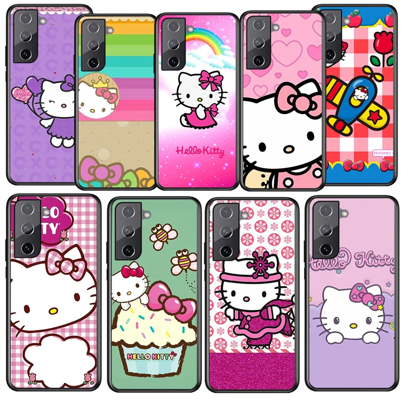 

Anime HelloKitty Girls For Samsung Galaxy S22 S21 S20 Ultra Plus Pro S10 S9 S8 S7 4G 5G Soft Black Phone Case Funda Coque Cover