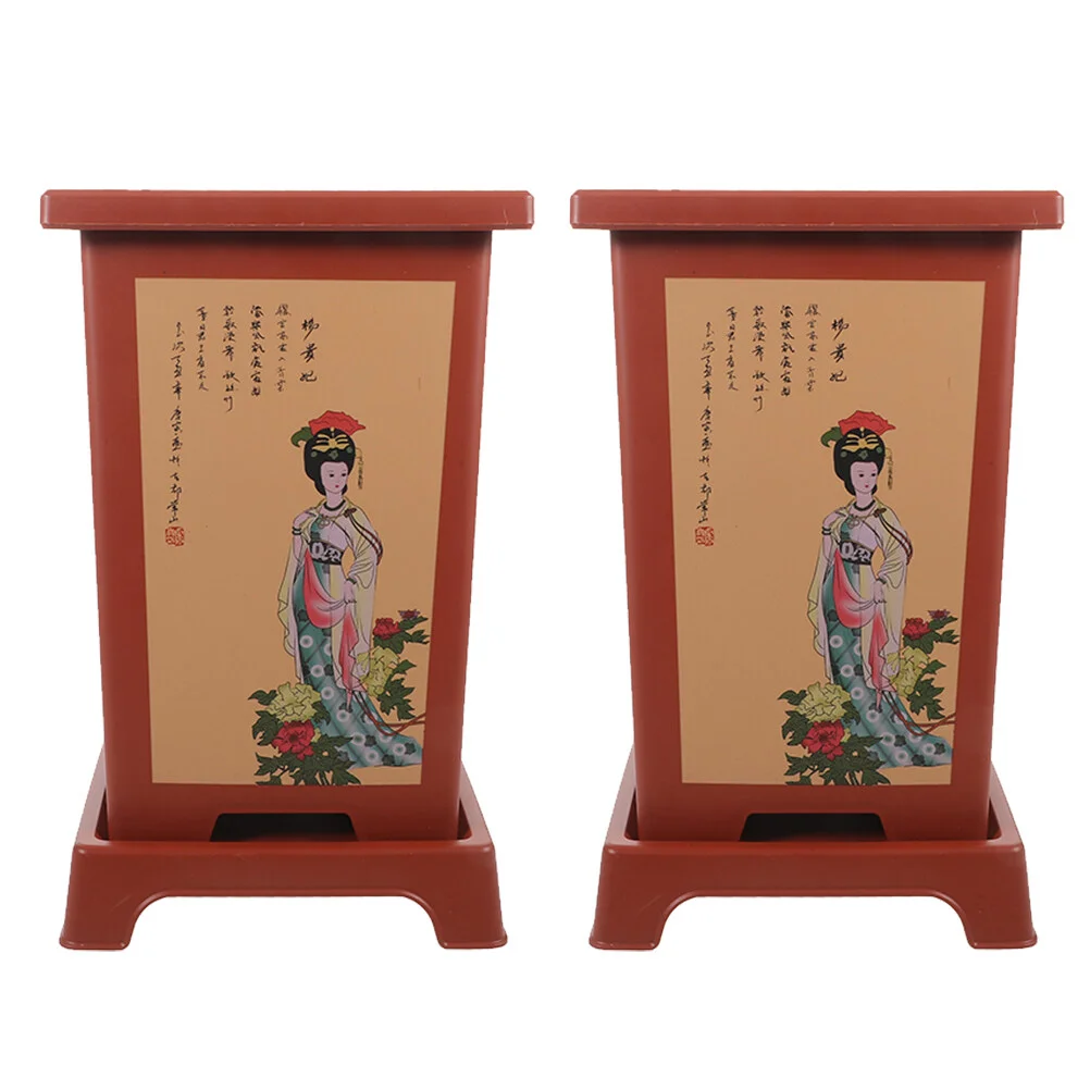 

2 Sets China Household Flower Pots Plastic Planteration Potted Nursery Planter Resin Planters