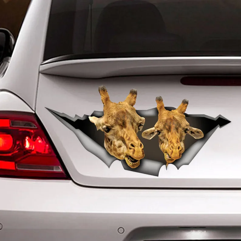 

Giraffe car decal , 3d decal, car decoration, animal decal, Giraffe sticker, funny decal