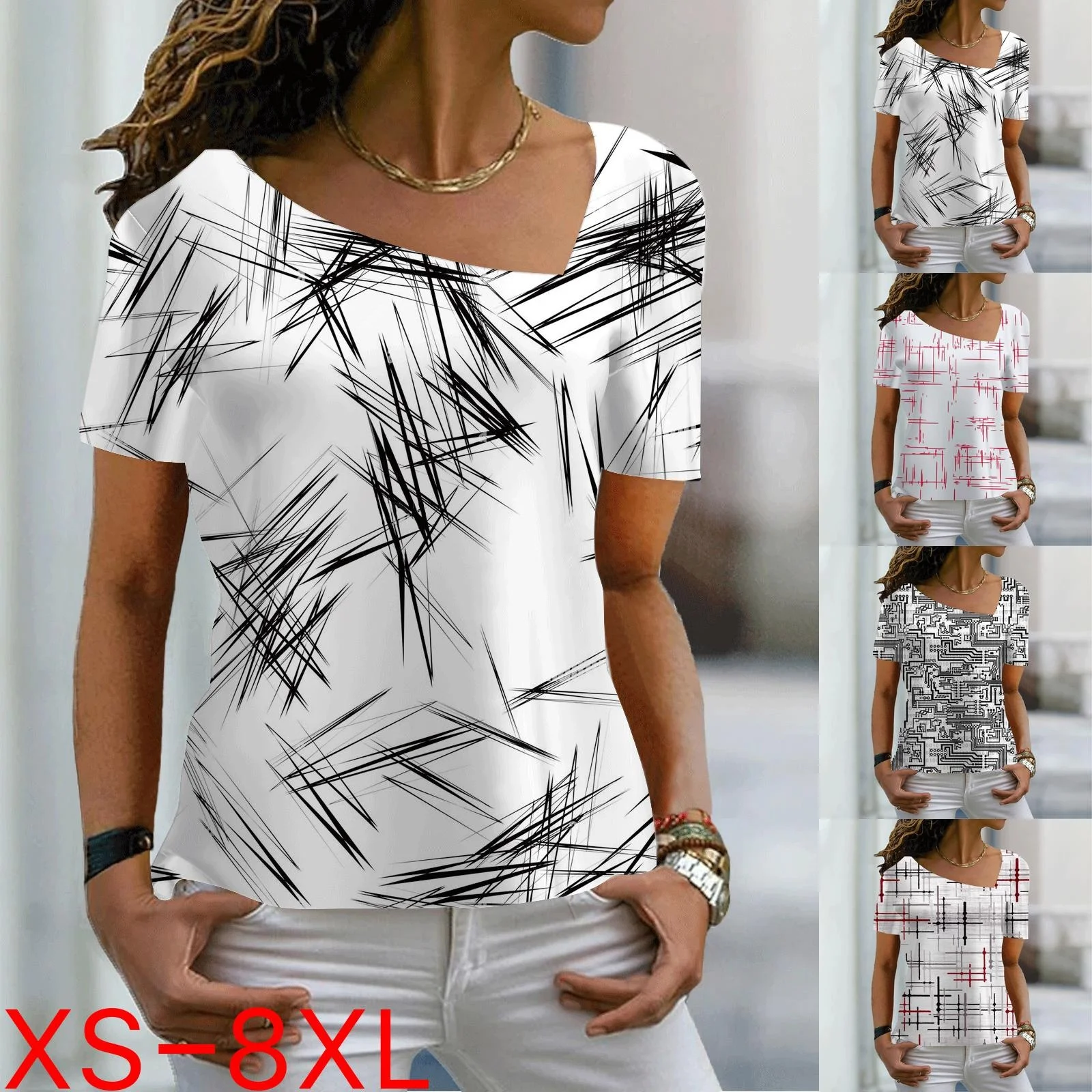 

Women's 2023 Fashion Summer 3d Print Fashion All-match Comfortable V-neck Pullover Top