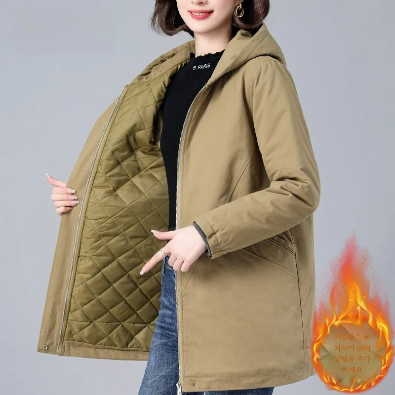 Женское пальто с хлопковой подкладкой средней длины зимняя одежда 2024 новая
