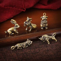 1 piece zodiac key pendant pure brass keychain zodiac pendant desktop mini trinket ornament rat ox tiger