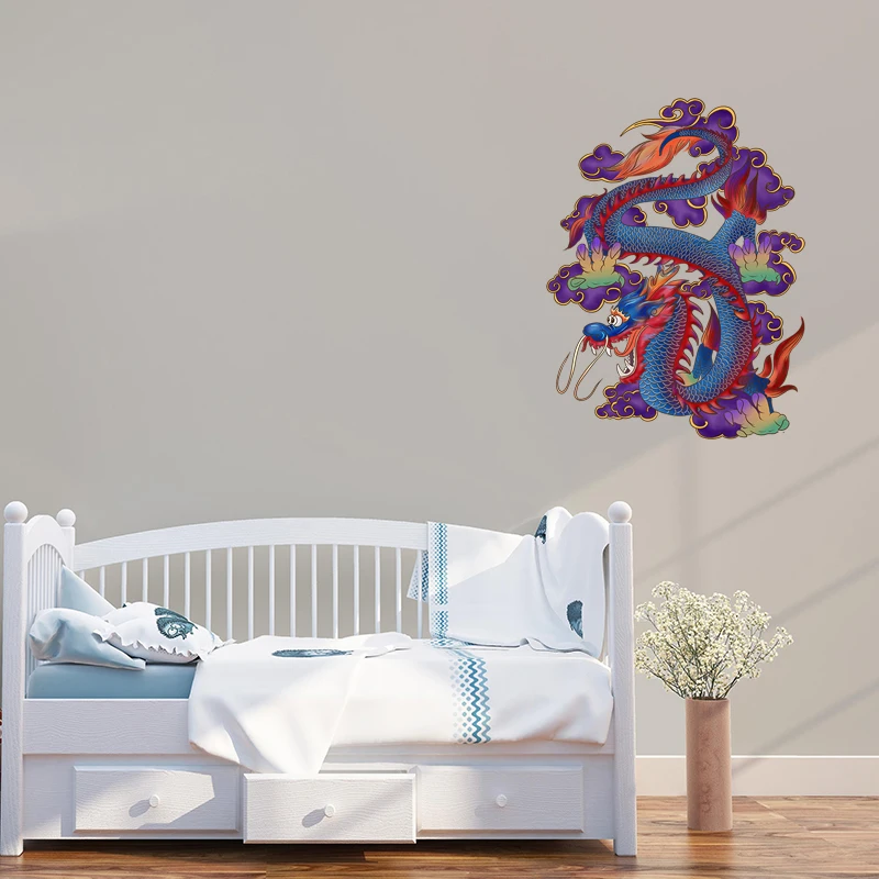 Три Ratels QC535, цветной дракон в традиционном классическом искусстве, настенная наклейка, искусство для спальни, аксессуары для украшения дома