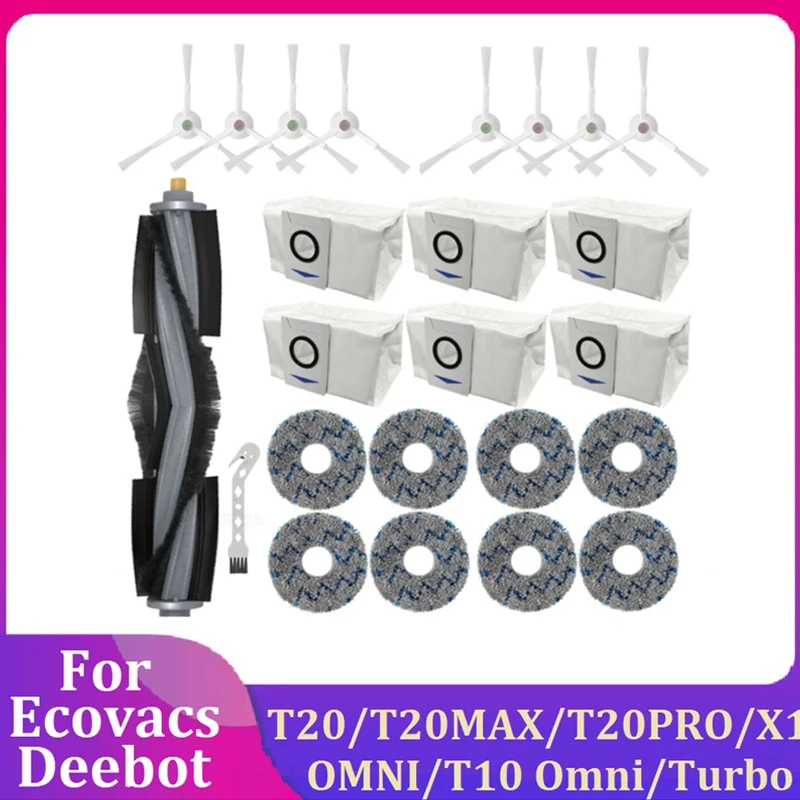

24PCS Accessories Kit For Ecovacs Deebot T20/T20MAX/T20PRO/X1 OMNI/T10 Omni/Turbo Robot Vacuum Cleaner Parts