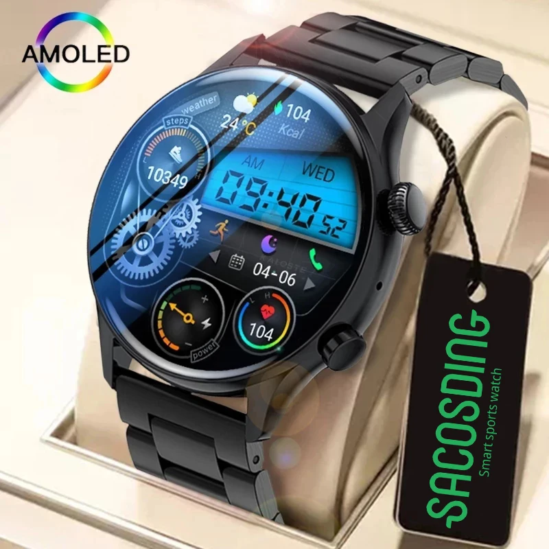 

2023 NFC Smart Watch Men AMOLED HD Screen Always Display The Time Waterproof Watches Bluetooth Call Smartwatch For Xiaomi realme