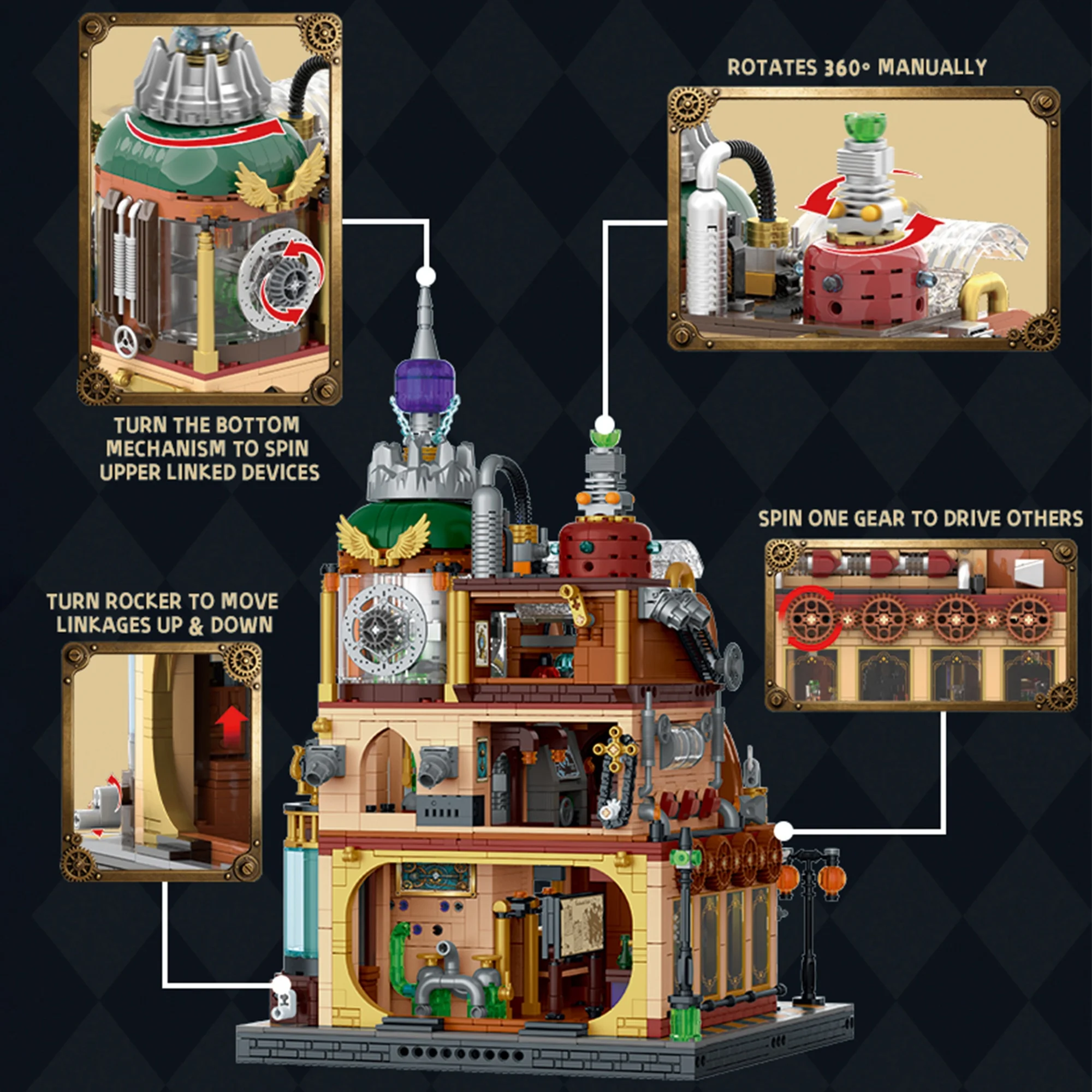 Фото Набор строительных блоков Steam Magic Workshop (2694 детали), архитектурный конструктор 10321 Street View, модульные строительные кирпичи, игрушки для взрослых, подарки №4