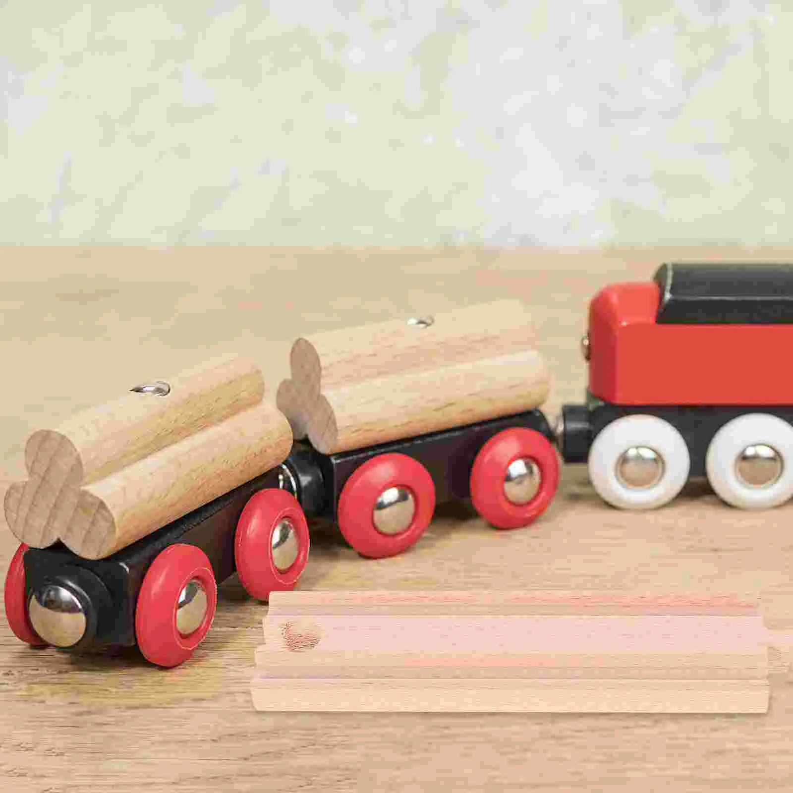 

4pcs Children's Train Tracks Accessories Wooden Train Tracks Assemble Tracks Blocks
