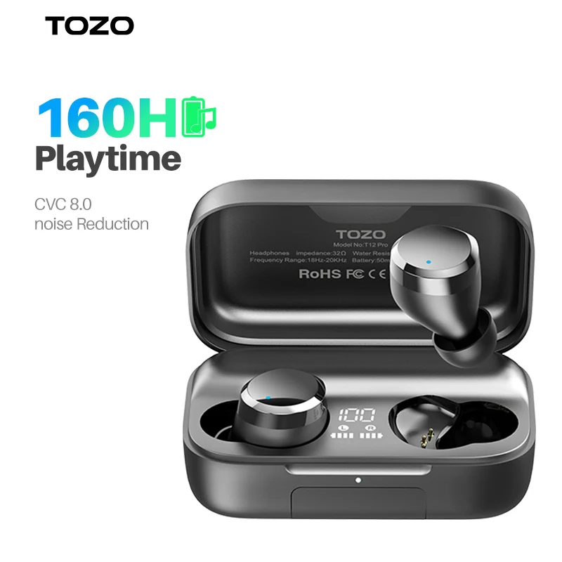 TOZO T12 Pro Auriculares Bluetooth, auriculares inalámbricos con 4 micrófonos,...