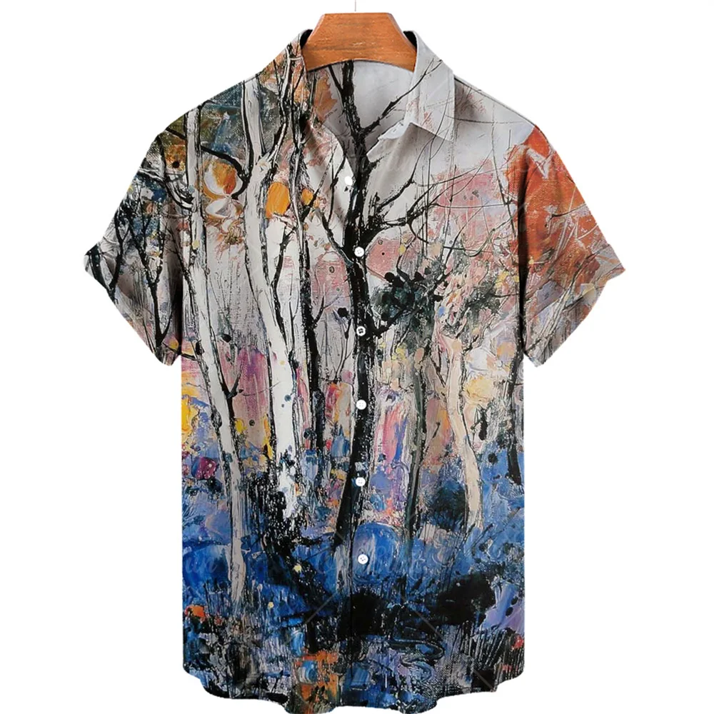 

Men's Awaiian Plant Flower Oversized Beach Holiday Short Sleeve Male Shirt 3d Print Loose O-neck Jacket Summer Casual 2023