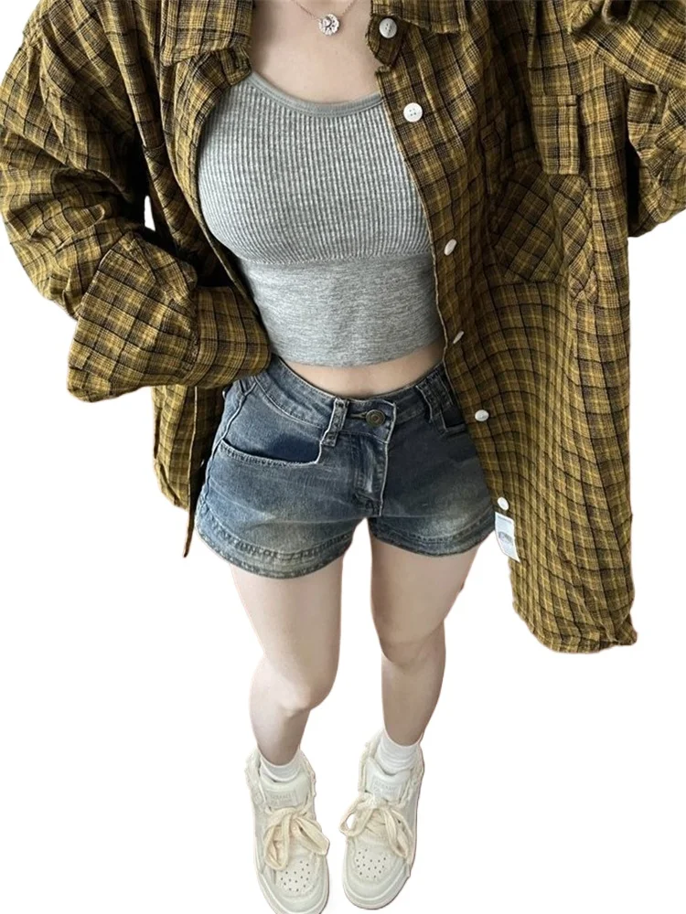 Шорты женские джинсовые в стиле ретро