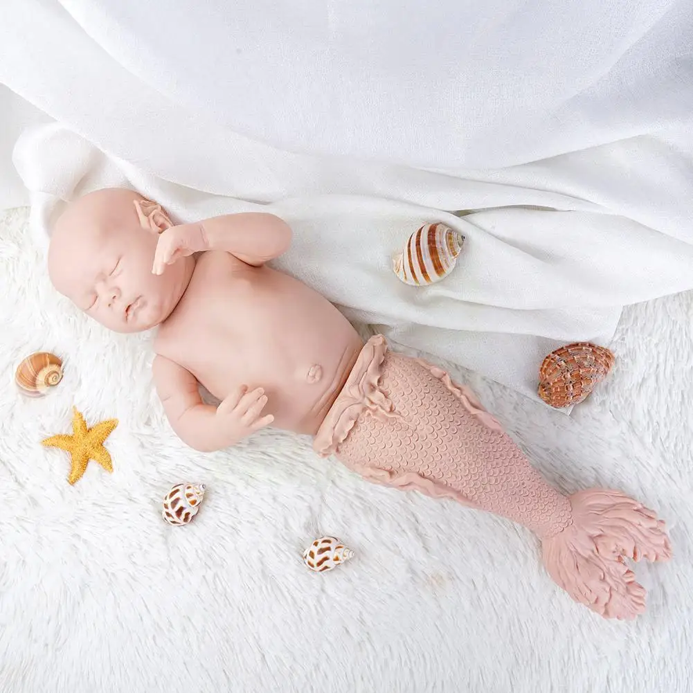 

25inch Reborn Kit Super Soft Silicone Mermaid Lifelike Body Color Model Full Tail B1p0
