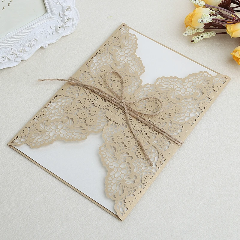 

10Pcs Wedding Invitation Cards Kit with Envelopes Seals Personalized Printing