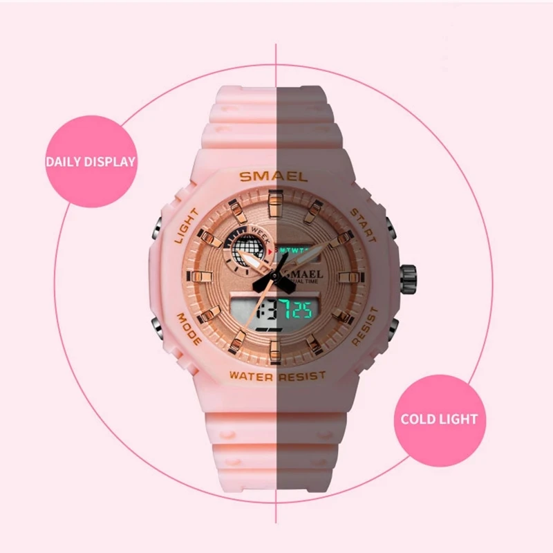 SMAEL Fashion Women Digital Watch Top Luxury Brands Sports Ladies Watches LED Quartz Small Dial Wrist Watch Relogio Feminino