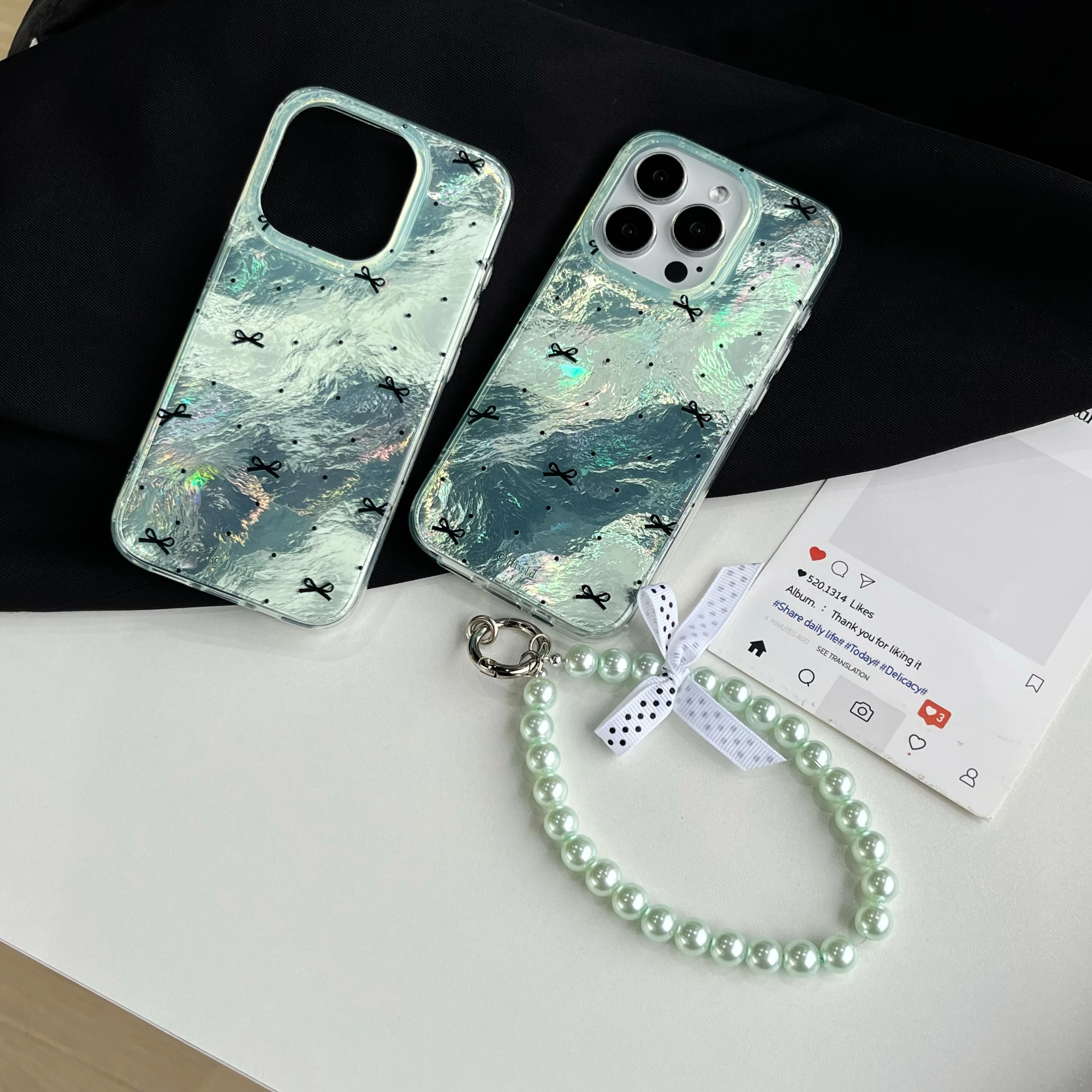 Чехол для телефона в Корейском стиле с изображением мятной бумаги бусинами и