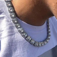 hip hop square cuban link chain 13mm iced out miami mens necklaces silver gold color rapper bling paved rhinestone jewelry set