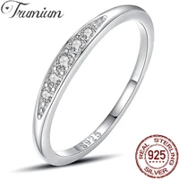trumium s925 sterling silver simple stackable female ring sparkling zircon finger rings for women wedding bands fine jewelry
