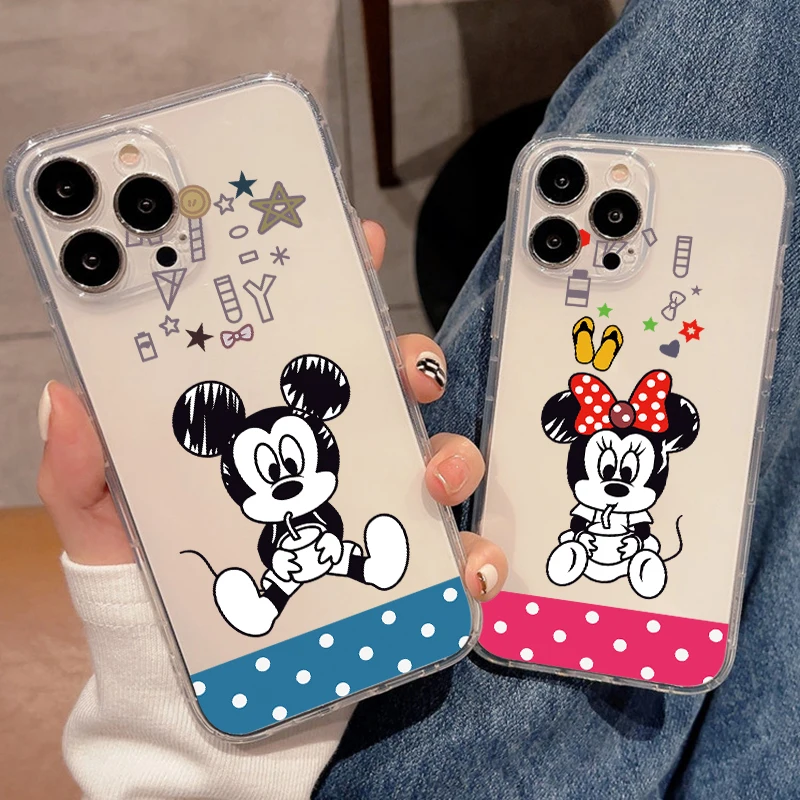

Mickey Minnie Mouse Disney For Apple iPhone 11 12 13 Pro Max 12 13 Mini X XR XS Max SE 6 6S 7 8 Plus Clear Phone Case TPU