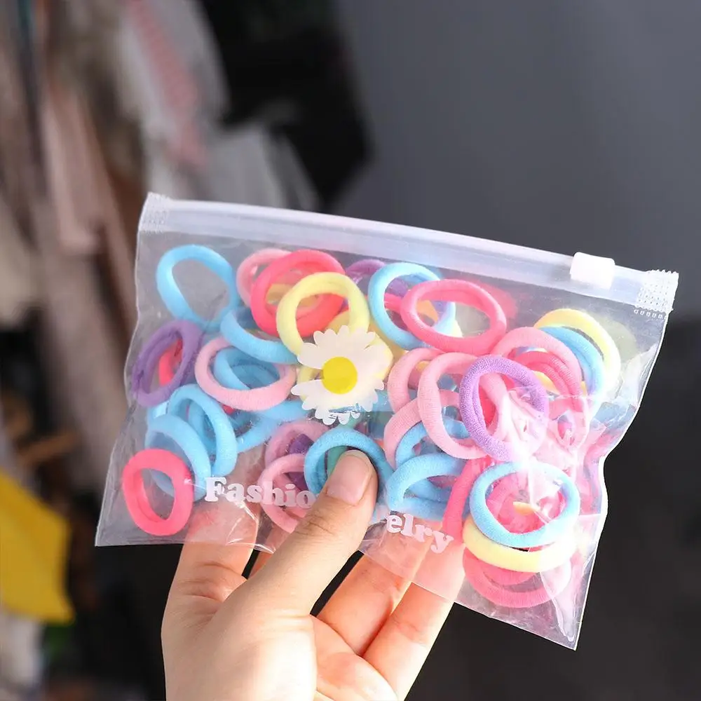 

Children Women Nylon 50 pcs Solid Color Colorful Rubber Bands Hair Rope Hair Accessories Ponytail Holder