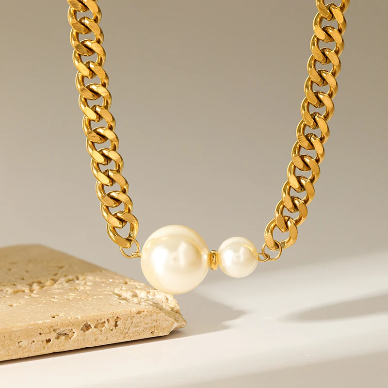 Ожерелье EILIECK из нержавеющей стали 316L с крупными жемчужинами