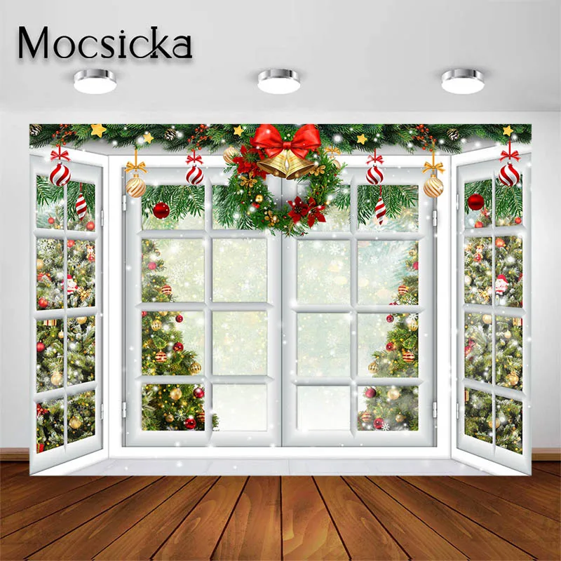 

Mocsicka зимний фон для фотосъемки для портретов детей Блестящий Рождественский фон для окна фотостудия декорации