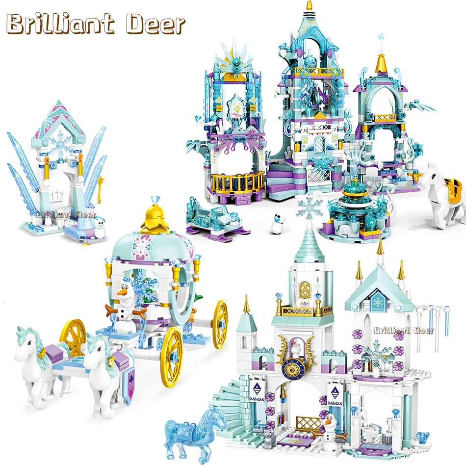 

Princess Ice Castle Palace Playground Carriage City Friends House Building Blocks Bricks Children Toys for Girls Gift