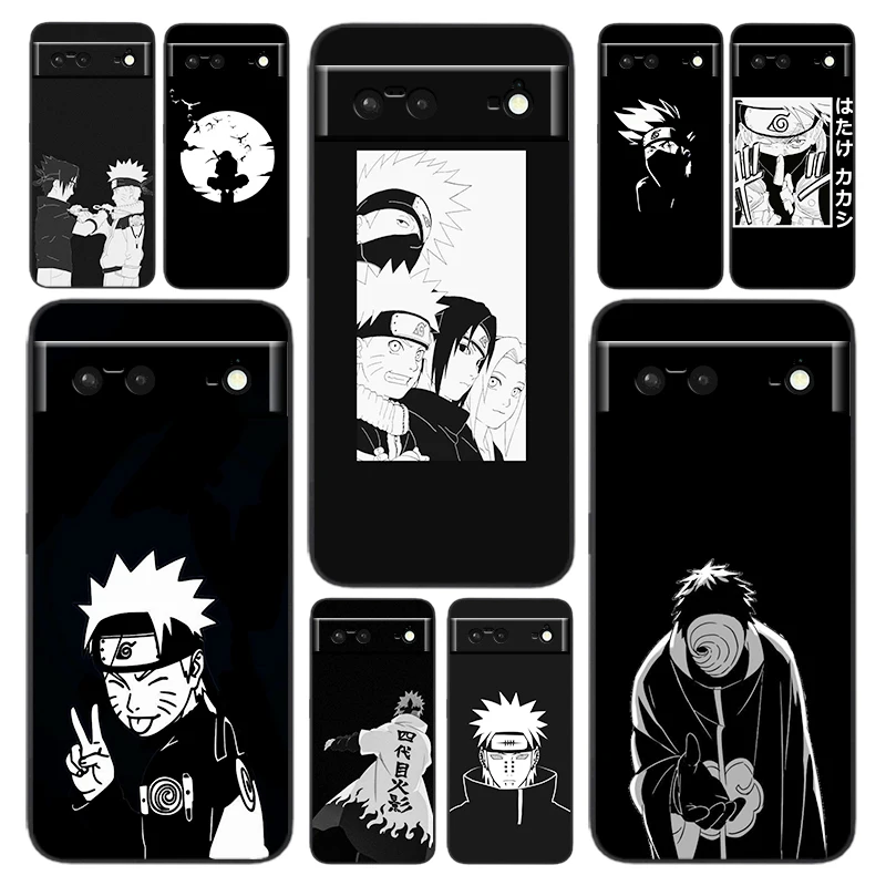 

Anime Naruto Obito Penn Kakashi Phone Case For Google Pixel 7 6 Pro 6A 5A 5 4 4A XL 5G Black Silicone TPU Cover