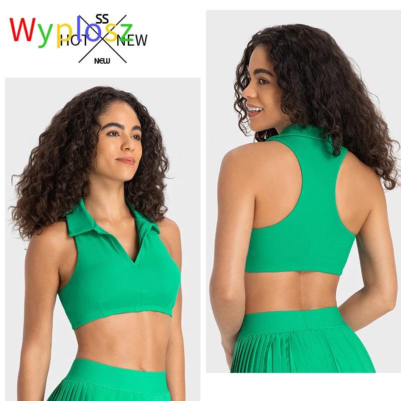 Wyplosz Bras Women Clothing Yoga Fitness Sportswear Workout Tight  Tank top Back Lapel Neck Tennis Sexy Gather Together Summer