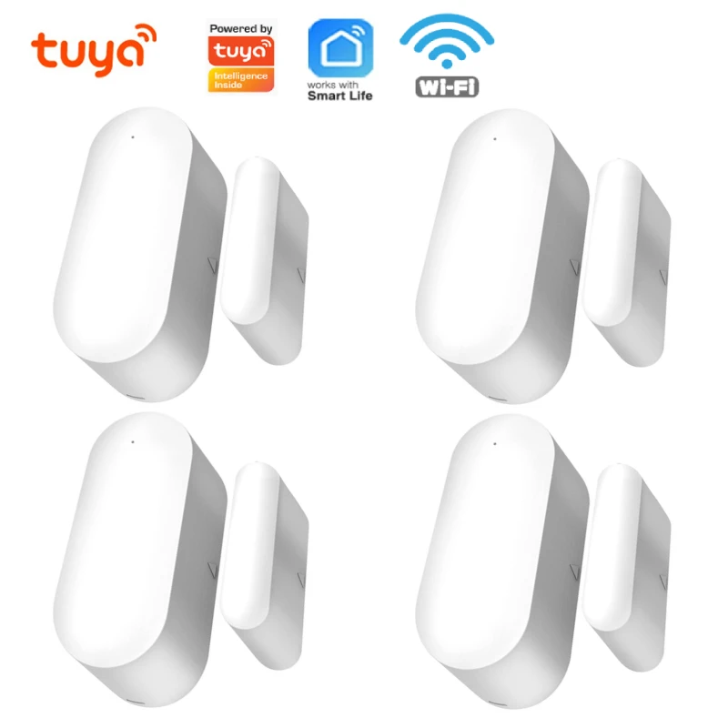 

1-5 шт. смарт-датчик Tuya с Wi-Fi для окон и дверей, приложение Smart Life, монитор с синхронизацией состояния в режиме реального времени, охранная сист...