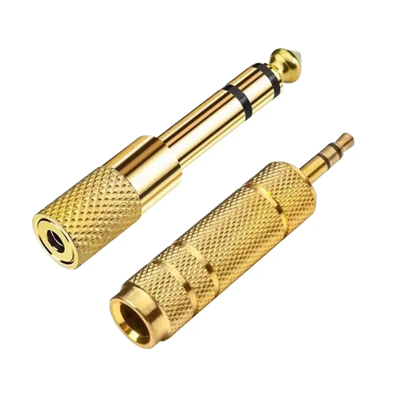3 5 мм до 6 35 разъем для наушников 3-полюсный Золотой Разъем динамик аудио адаптер