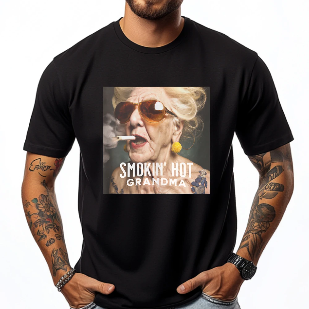 Черная рубашка Smokin Hot Grandma футболки с рисунком мужская одежда 2024 4 июля