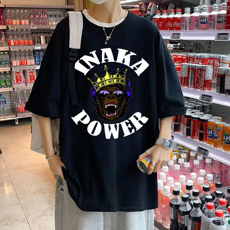 

Men's Cotton Tops Tees Inaka Power T Shirt Dj Music Chimpanzee Graphic Print Tshirt O Collar Men Women Fashion Casual T-shirt