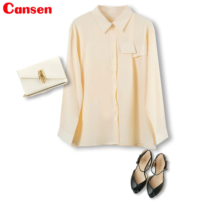 

Женская рубашка с длинным рукавом и карманом, из мягкого хлопка