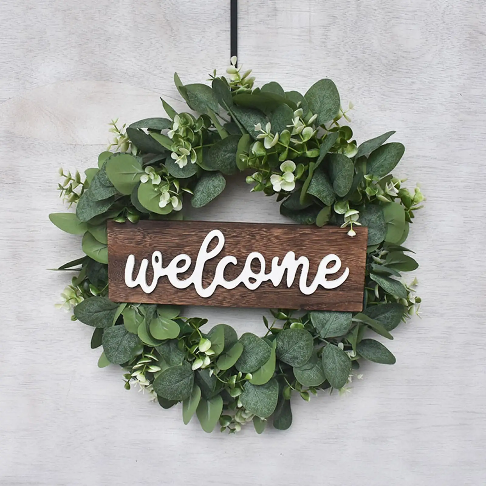 

33cm Welcone Sign Wreath Garland Summer Door Porch Hanging