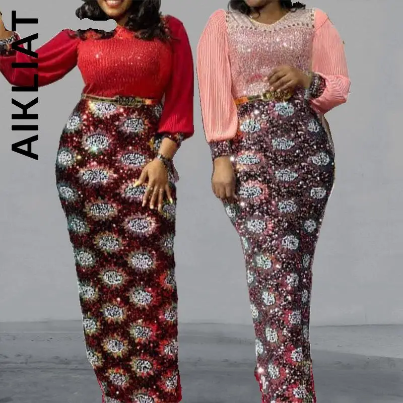 

Aikliat New Women Dress Sexy Elegants Bodycon Lantern Sleeves Maxi Dress Ladies Dress Chic Girl Women Clothing Vestidos Female