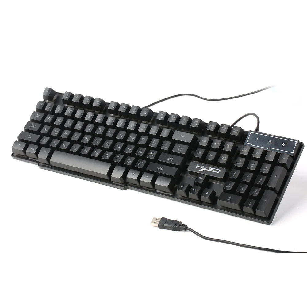 

Gaming Keyboard Cool Mechanical Feeling With Backlit Plug And Play English Russian USB Port Non Slip Adjustable Brightness Home