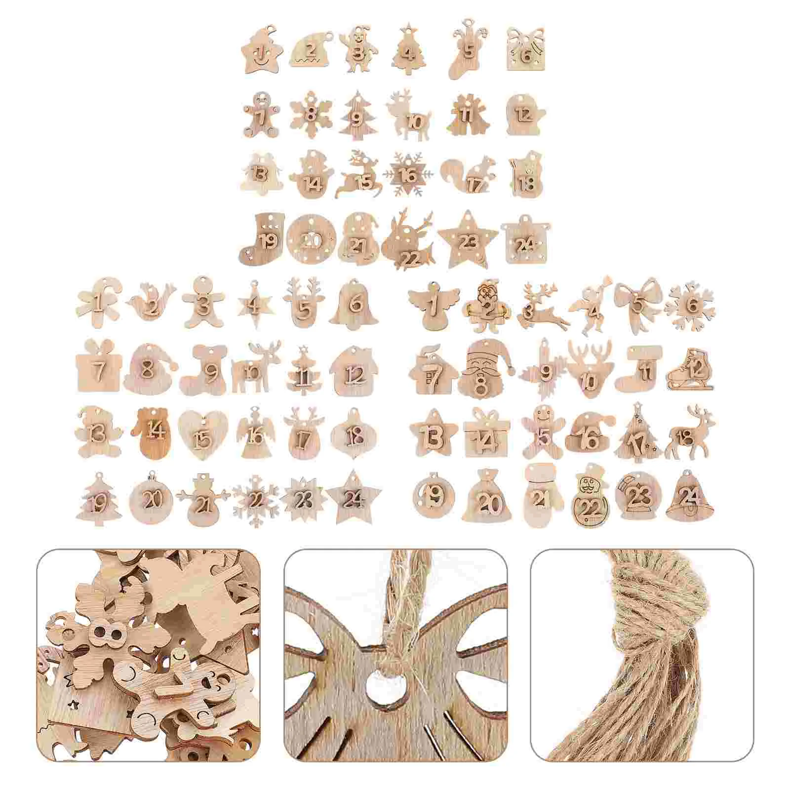

Calendar Advent Christmas Numbers Countdown Wooden Hanging Treeblocks Decoration Gifts Pendant Tag Ornament Holiday Wood Piece