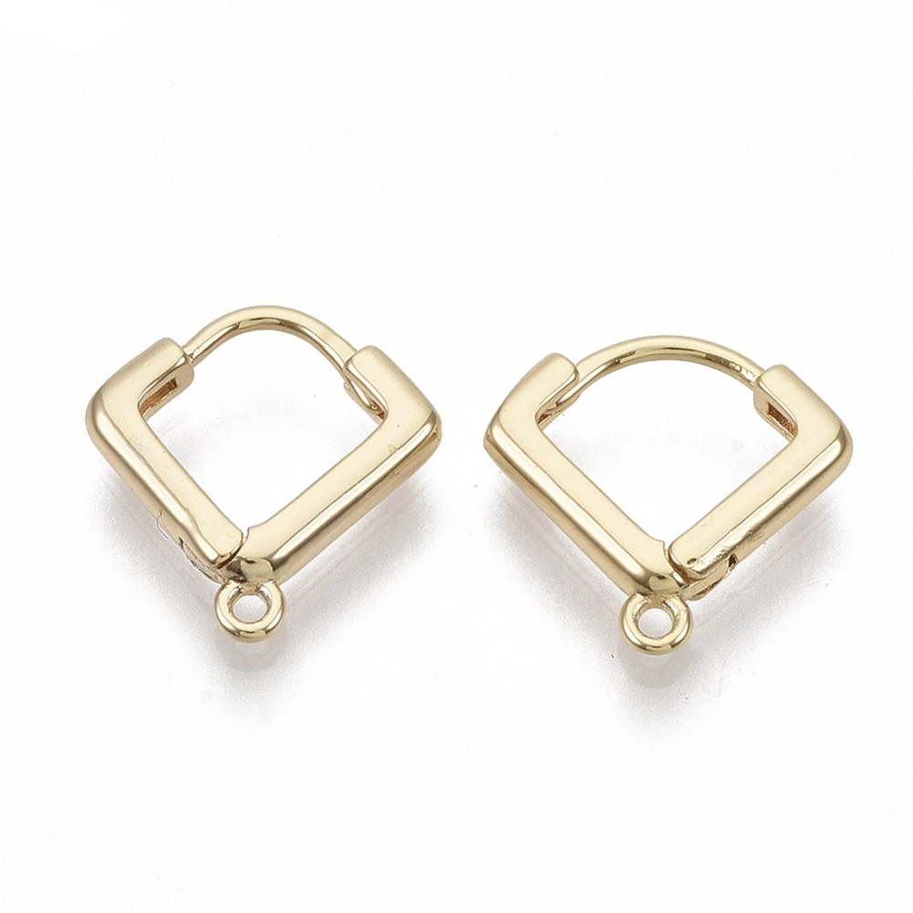 

2-20pcs Brass Huggie Hoop Earring Findings Nickel Free Real 18K Gold Plated with Loop 13x13x2.5mm Hole: 1mm Pin: 0.8x1mm