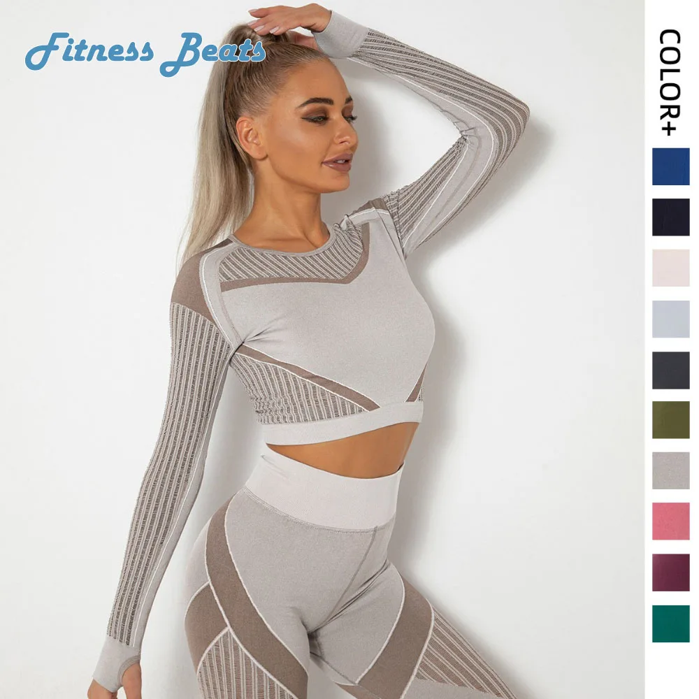 

Yoga Shirt Fitness Quick Drying Breathable High Elasticity Shockproof Gathering Seamless Sweat Absorption Ladies Long Sleeved