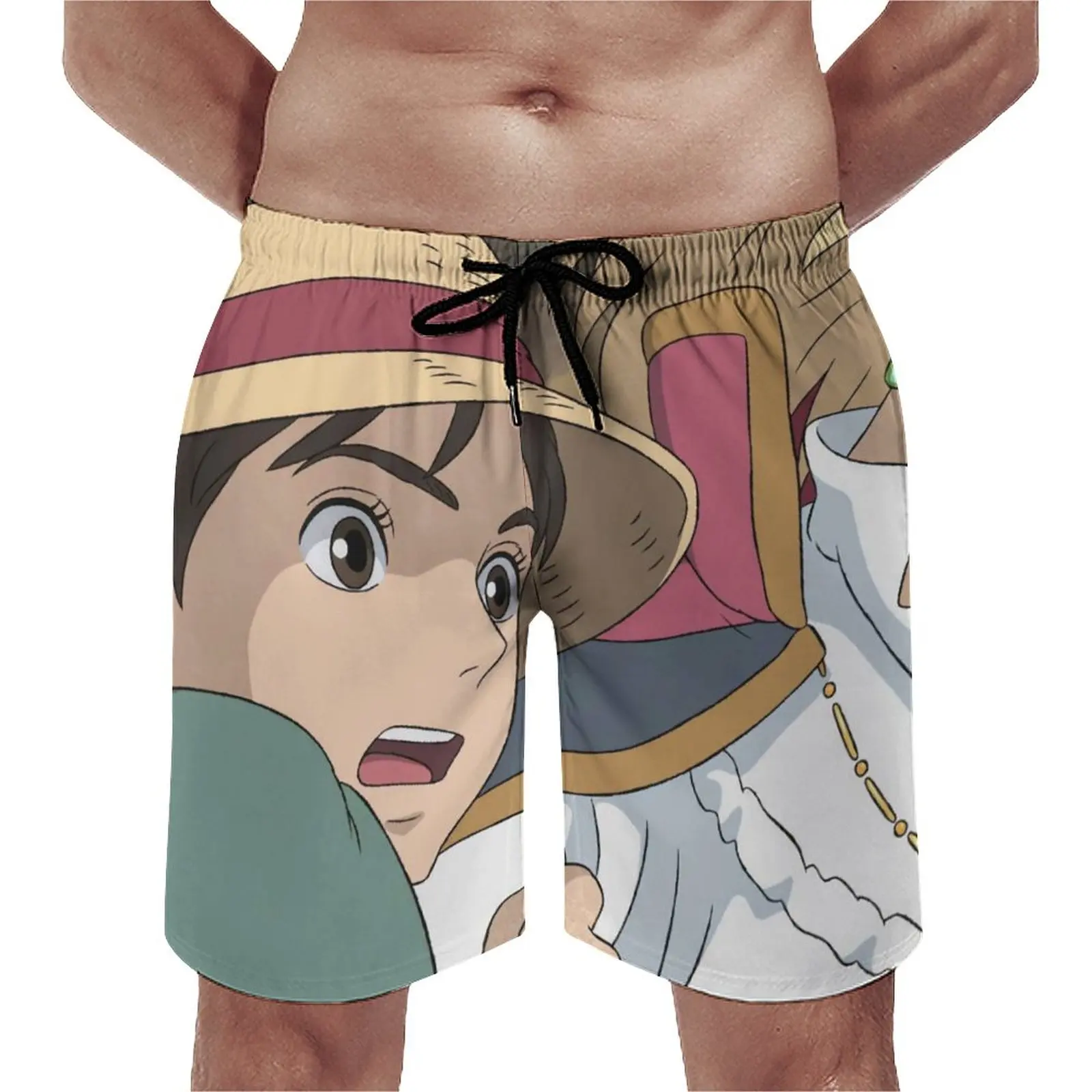 

Howls Moving Castle Prince Like Board Shorts Howl and Sophie Bathing Swimming Trunks Polyester Pattern Men Swim Trunks